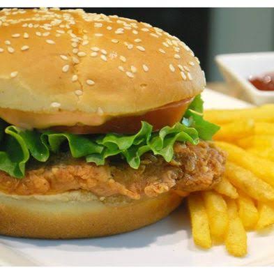 Chicken burgers and fries